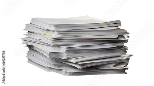 Stack Of Business Documents Papers. Isolated on Transparent background. photo