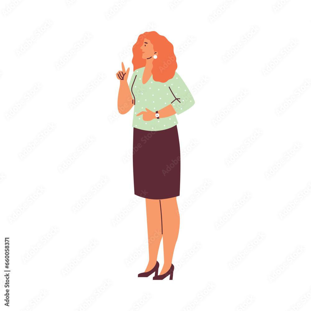Woman gesture index finger up flat style, vector illustration Woman gesture index finger up flat style, vector illustration