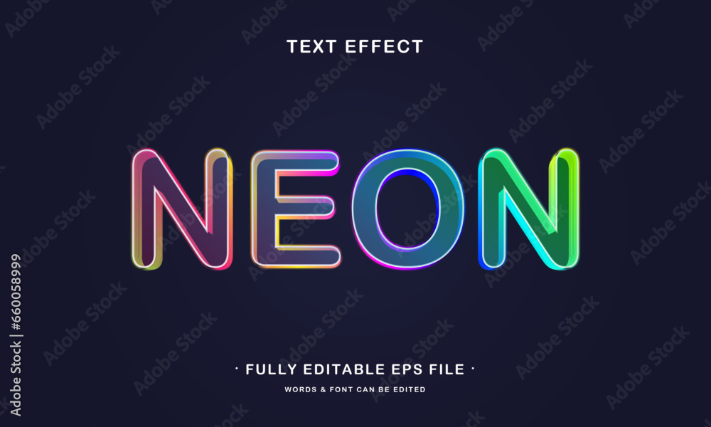 Neon editable 3d text effect