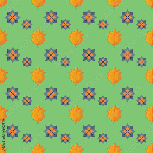 Seamless pattern Autumn leaf border. Gift wrap and scrapbook. Vector illustration for wallpaper, gift paper, fill patterns, web page backgrounds, autumn greeting cards.