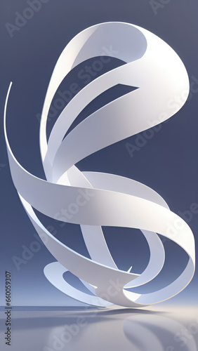 3d curvy & wavy swirling lines shape background. Ai generated realistic abstract sculpture illustration.