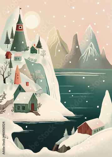 Winter snow village in natu...