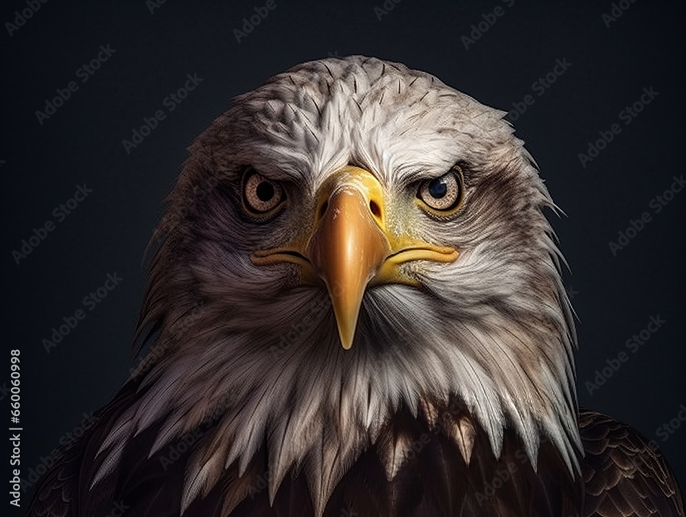 Fototapeta premium Bald eagle intens looking portrait generatieve ai
