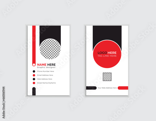 red & black portrate modern corporate business card design