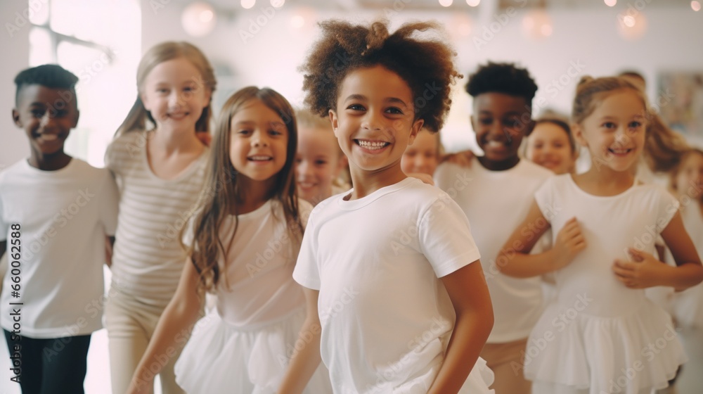 Group Of Children Enjoying Dancing Class Together Group Of Children Enjoying Dancing Class Together