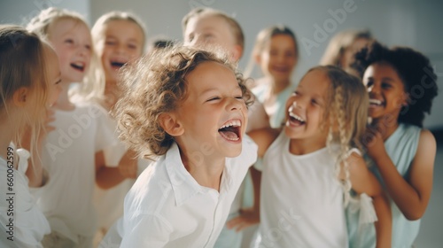 Group Of Children Enjoying Dancing Class Together photo