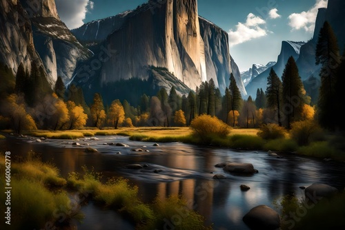 Yosemite Valley with river.