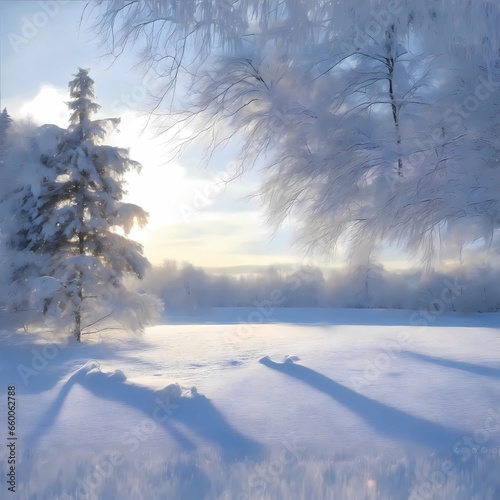 Snowy Forest With Morning Sunlight © Angels Designs