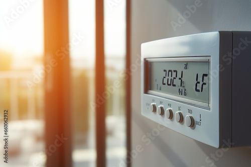 Thermostat, setting the temperature, copy space