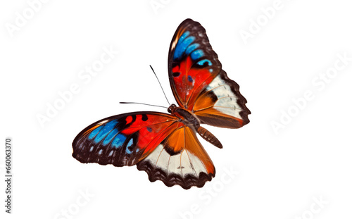 Mariposa de colores muy hermosa con alas extendidas aislada en un fondo transparente.