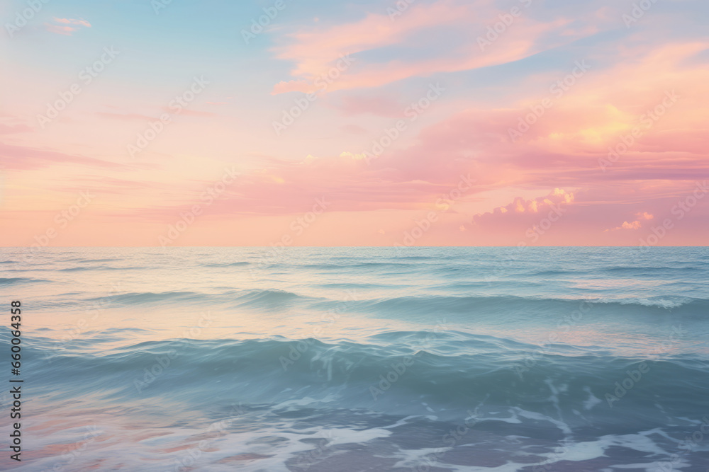 Soft pastel sunset over the ocean. Calming background. Generative AI