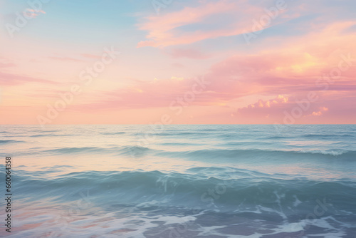 Soft pastel sunset over the ocean. Calming background. Generative AI