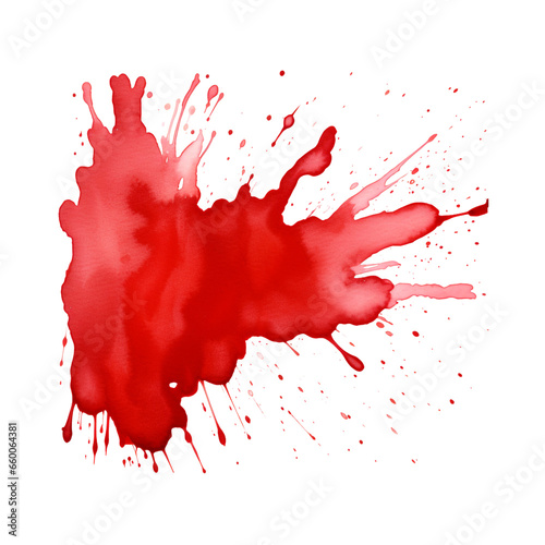 Red watercolor paint staint isolated on white background, no background, png photo