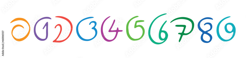 hand drawn different form 0-9 numbers. 0-9 numbers hand drawn different form 0-9 numbers. 0-9 numbers