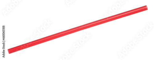 Plastic drinking red straw isolated on white, clipping path 