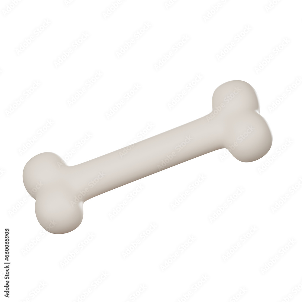 Cartoon bone isolated on white background. Dog treat and food. Spooky Halloween element. Tasty snack for pets. 3D illustration render. Cartoon bone isolated on white background. Dog treat and food. Spooky Halloween element. Tasty snack for pets. 3D illustration render.
