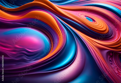 Liquid wallpaper, abstract 3D background with paint bubbles flow wave