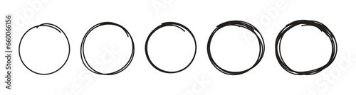 hand drawn five circles. sketch circles