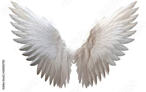 White angel wing on isolated transparent background, PNG file © Sasint