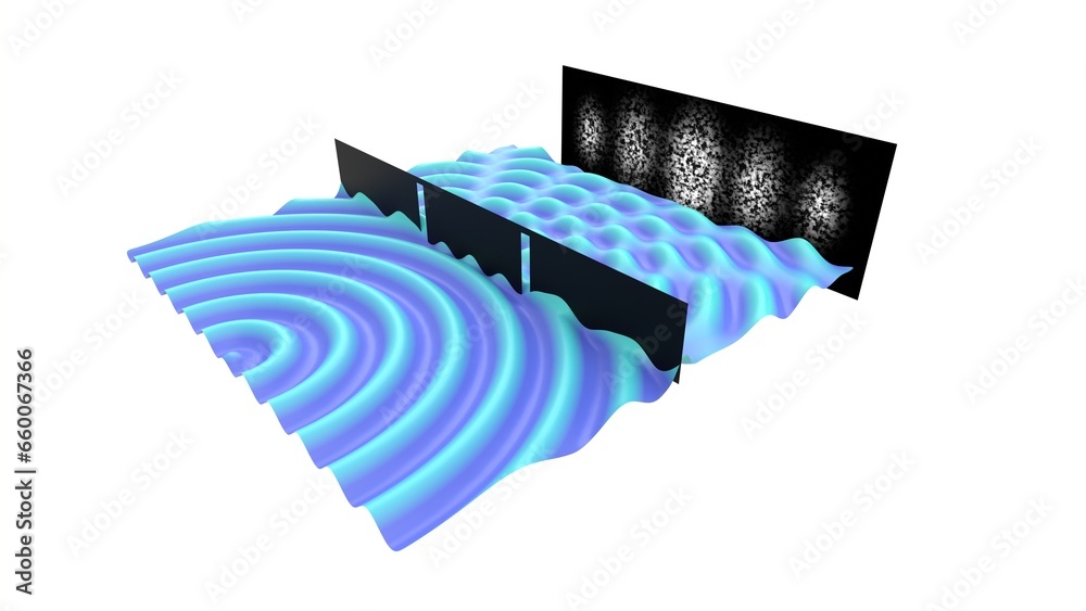 Фотография science double slit experiment 3d illustration, thomas young experimental physic