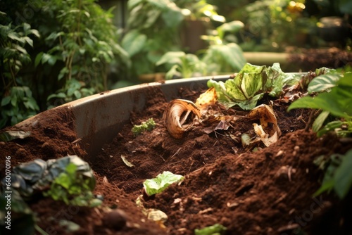 Compost pit with organic waste