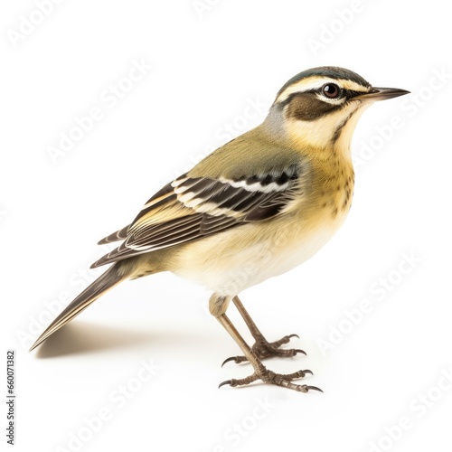 Worm-eating warbler bird isolated on white background.