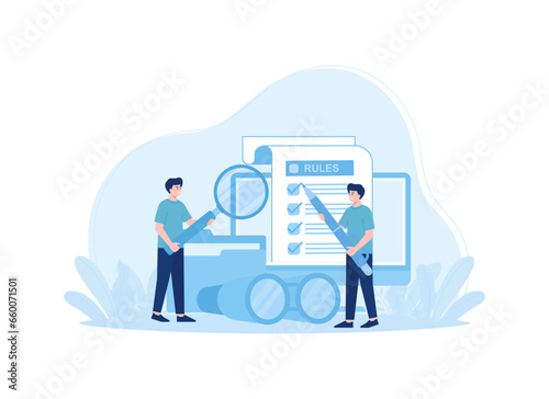 Checking business rules concept flat illustration