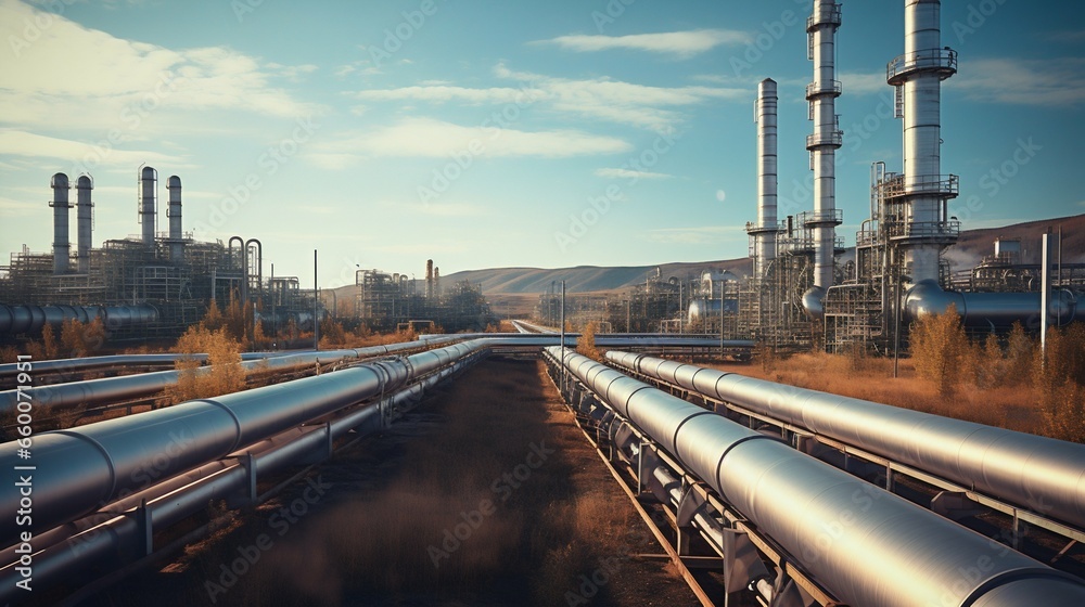 Fototapeta premium Energy Veins: The Intricate Web of Oil and Gas Pipelines. Generative ai