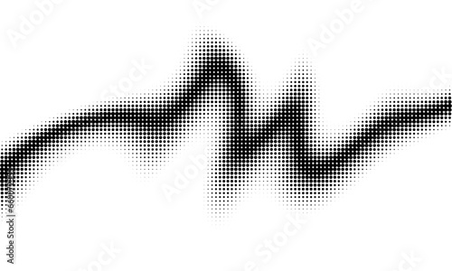 Monochrome gradient halftone dots background. Vector illustration. Big wave