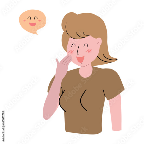 Vector illustration of woman with happy mood.
