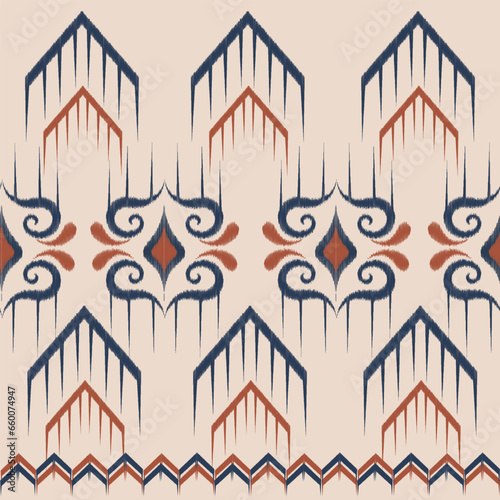 Ethnic abstract ikat art. Seamless pattern in tribal, folk embroidery, for carpets, wallpapers, garments, wrapping, fabrics, coverings, textiles and more	