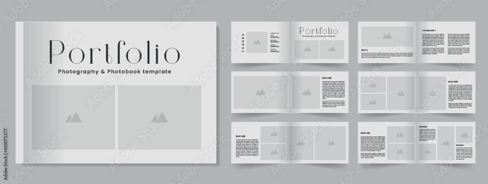 Minimal portfolio layout landscape photography portfolio template photobook - obrazy, fototapety, plakaty 