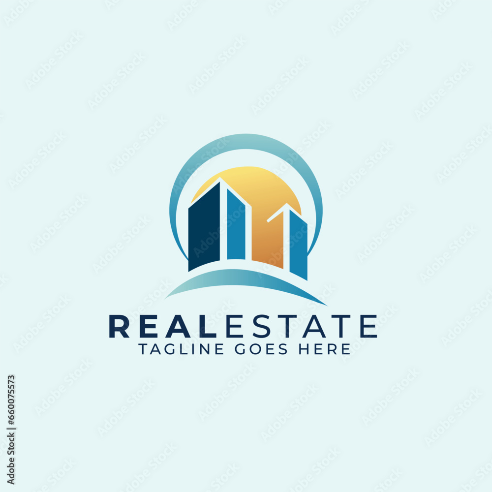 Real Estate Logo Design with Minimalist Style, House Builder Logo Template