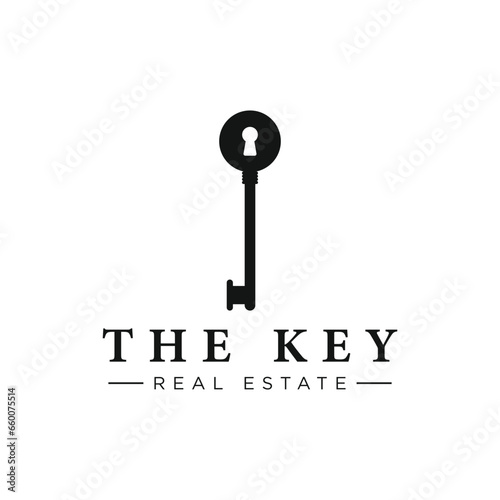 Retro luxury home or hotel or real estate key template logo with creative idea.
