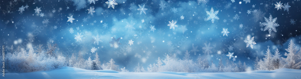 Snowy Delight: Captivating Christmas Banner with Glittering Snowflakes. Generative AI Snowy Delight: Captivating Christmas Banner with Glittering Snowflakes. Generative AI