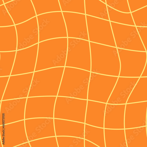 Vector seamless pattern in retro groovy style. Abstract print with fabric weaving effect. Optical illusion design..