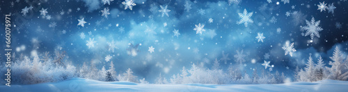 Snowy Delight: Captivating Christmas Banner with Glittering Snowflakes. Generative AI