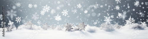 Frosty Elegance: Celebratory Christmas Banner Featuring Sparkling Snowflakes. Generative AI © Stefan