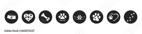 Heart paw icon vector set. Dog paw illustration sign collection. love dog symbol.