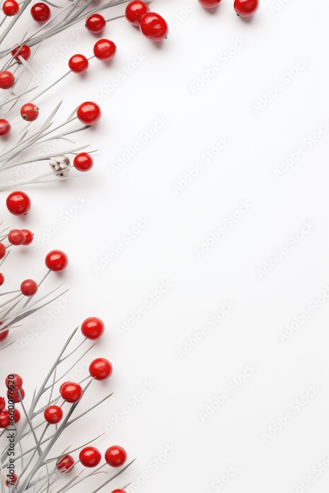 Red berries on a white surface Red berries on a white surface