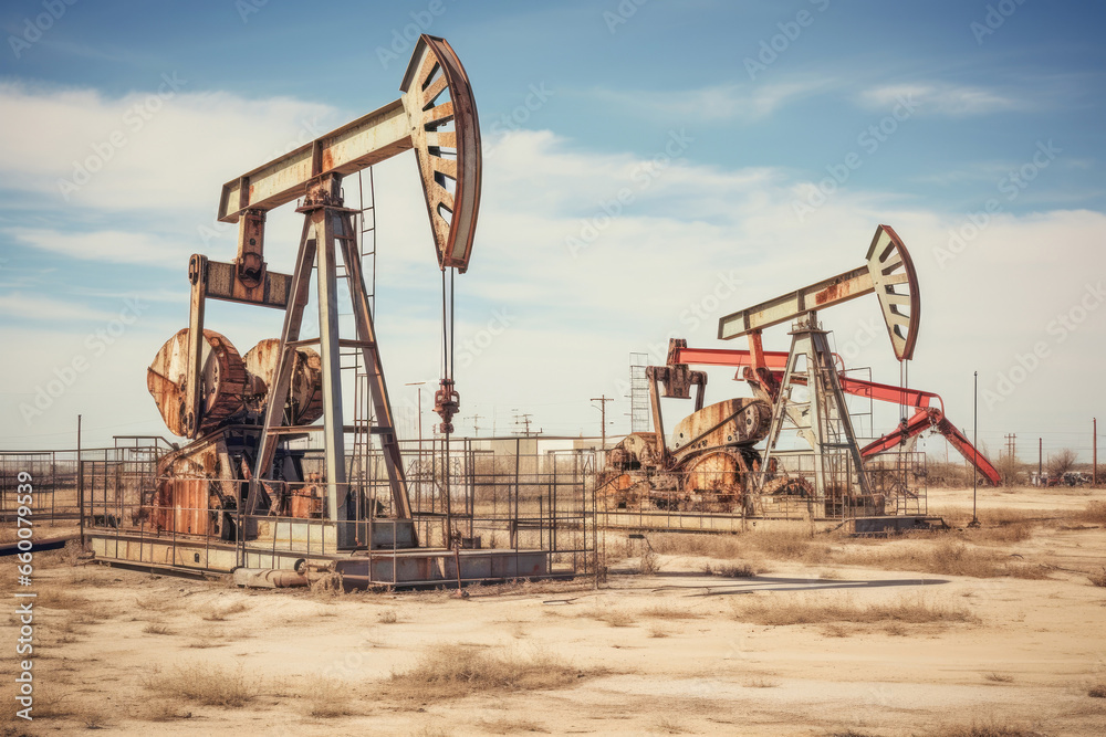 Amidst the rugged terrain of the oilfield, a jack pump tirelessly works to draw petroleum resources from deep within, powering our world with diesel and gasoline. Amidst the rugged terrain of the oilfield, a jack pump tirelessly works to draw petroleum resources from deep within, powering our world with diesel and gasoline.