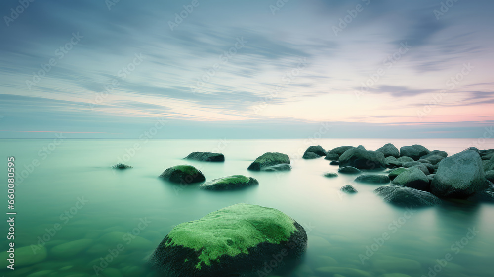 Beautiful seascape. Nature composition. Long exposure photo.