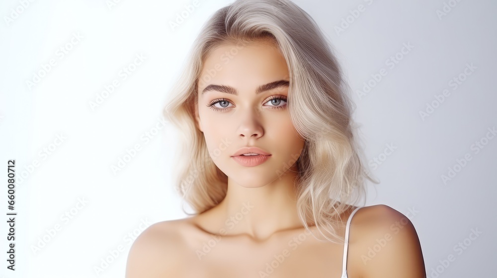 Woman portrait on white background - generative ai Woman portrait on white background - generative ai