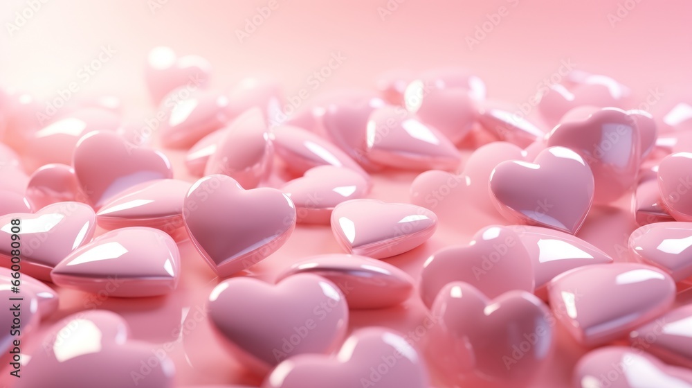 pink shining hearts on pink seamless pattern