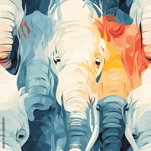 Elephants, watercolor pictures, retro pictures, bright pictures, colorful pictures, seamless pictures, pictures for children, wallpapers