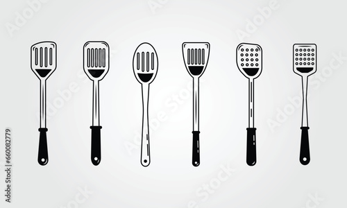 set of spatula or scraper for cooking logo vector illustration design