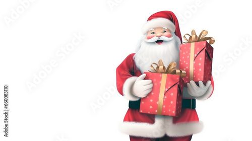 Embrace the jolly holiday spirit with Santa Claus holding a gift sack filled with Christmas joy. © Sameera Sandaruwan