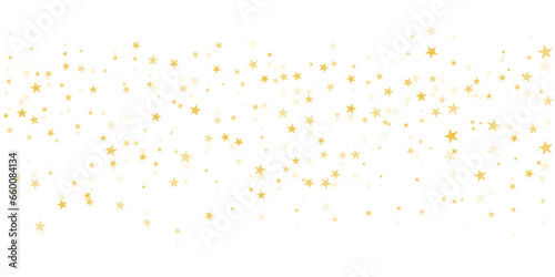 Gold stars vector background  sparkling Christmas confetti falling isolated on white. Magic shining flying golden stars glitter backdrop  sparkle border