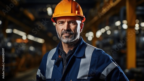 Attractive warehouse worker holding tablet in hand at large warehouse