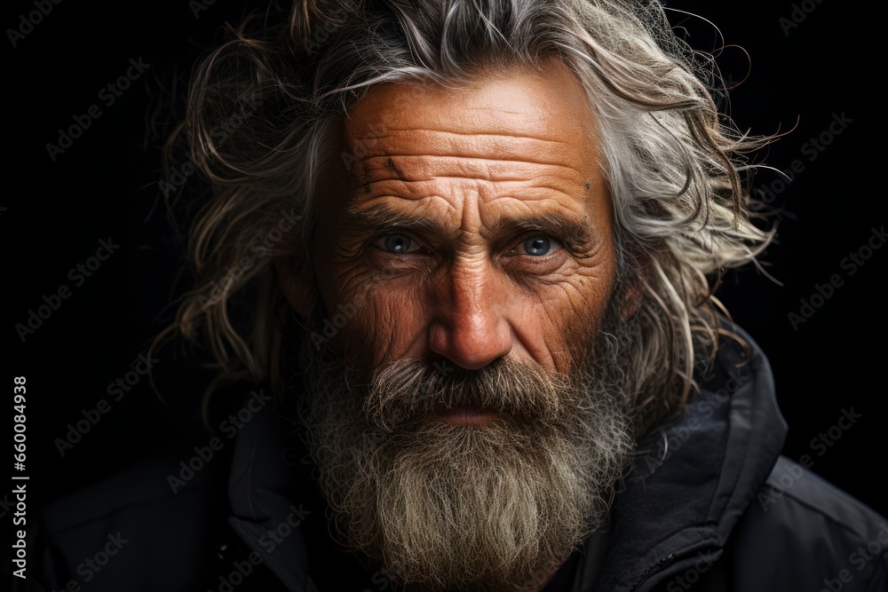 A classic black and white portrait of an elderly artist, capturing the wisdom and character etched in their expressive face A classic black and white portrait of an elderly artist, capturing the wisdom and character etched in their expressive face